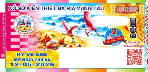 Giải đặc biệt Kỳ vé 5B mở thưởng ngày 12/05/2026