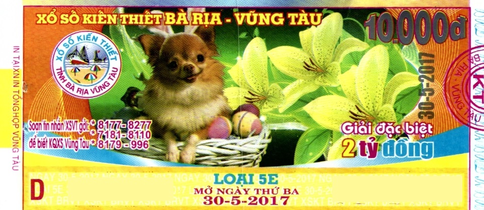 Giải đặc biệt Kỳ vé 5E mở thưởng ngày 30/05/2017