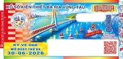 Giải đặc biệt Kỳ vé 6E mở thưởng ngày 30/06/2026