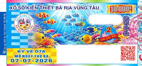 Giải đặc biệt Kỳ vé 7A mở thưởng ngày 07/07/2026