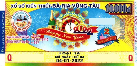 Giải đặc biệt Kỳ vé 1A mở thưởng ngày 04/01/2022
