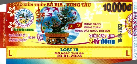 Giải đặc biệt Kỳ vé 1B mở thưởng ngày 10/01/2023
