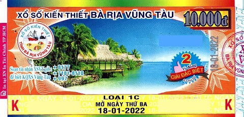 Giải đặc biệt Kỳ vé 1C mở thưởng ngày 18/01/2022