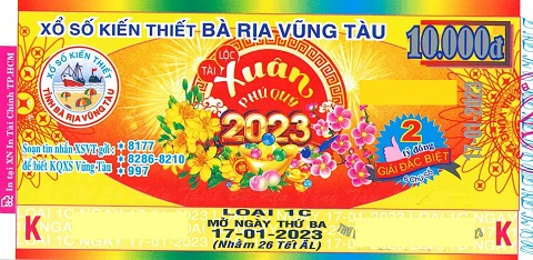 Giải đặc biệt Kỳ vé 1C mở thưởng ngày 17/01/2023