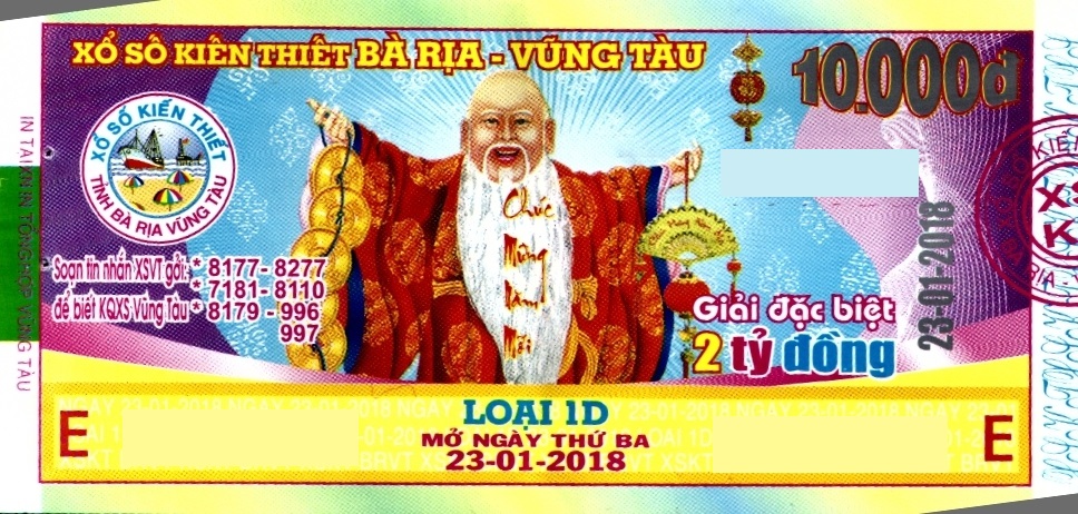 Giải đặc biệt Kỳ vé 1D mở thưởng ngày 23/01/2018