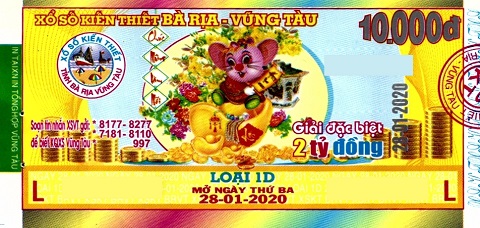 Giải đặc biệt Kỳ vé 1D mở thưởng ngày 28/01/2020