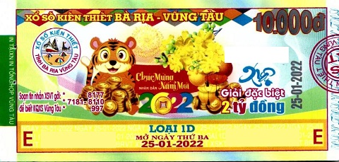 Giải đặc biệt Kỳ vé 1D mở thưởng ngày 25/01/2022