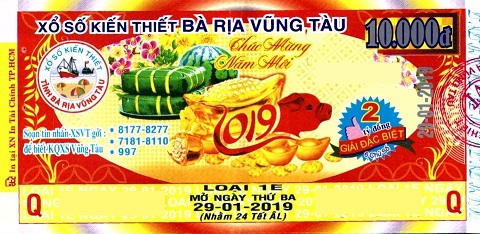 Giải đặc biệt Kỳ vé 1E mở thưởng ngày 29/01/2019