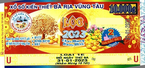 Giải đặc biệt Kỳ vé 1E mở thưởng ngày 31/01/2023