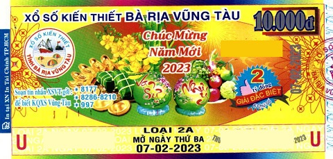 Giải đặc biệt Kỳ vé 2A mở thưởng ngày 07/02/2023