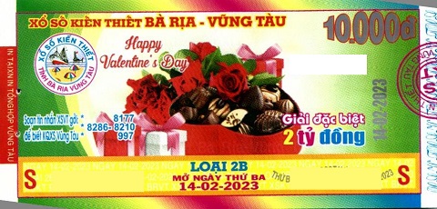 Giải đặc biệt Kỳ vé 2B mở thưởng ngày 14/02/2023