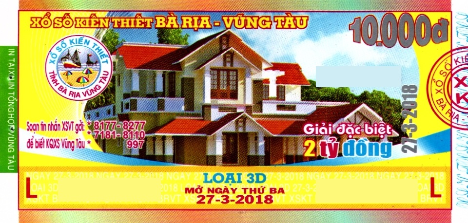 Giải đặc biệt Kỳ vé 3D mở thưởng ngày 27/03/2018