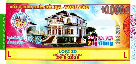 Giải đặc biệt Kỳ vé 3D mở thưởng ngày 26/03/2019