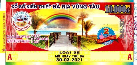 Giải đặc biệt Kỳ vé 3E mở thưởng ngày 30/03/2021