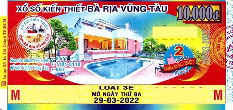 Giải đặc biệt Kỳ vé 3E mở thưởng ngày 29/03/2022