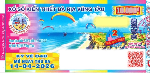 Giải đặc biệt Kỳ vé 4B mở thưởng ngày 14/04/2026