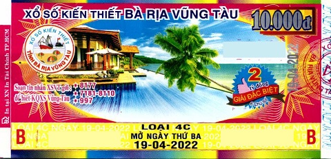 Giải đặc biệt Kỳ vé 4C mở thưởng ngày 19/04/2022
