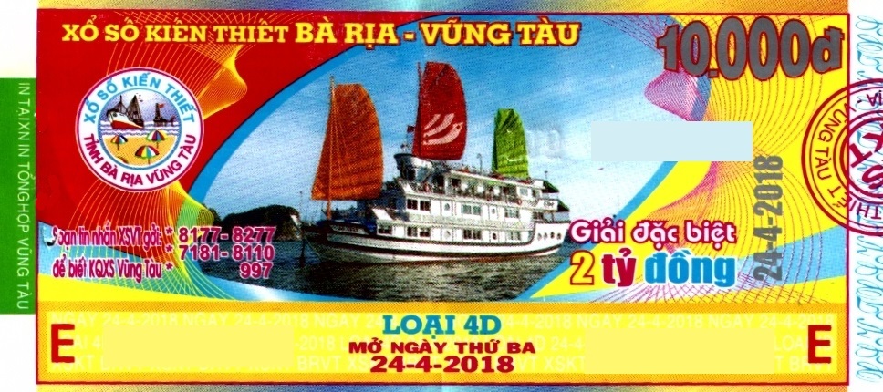 Giải đặc biệt Kỳ vé 4D mở thưởng ngày 24/04/2018