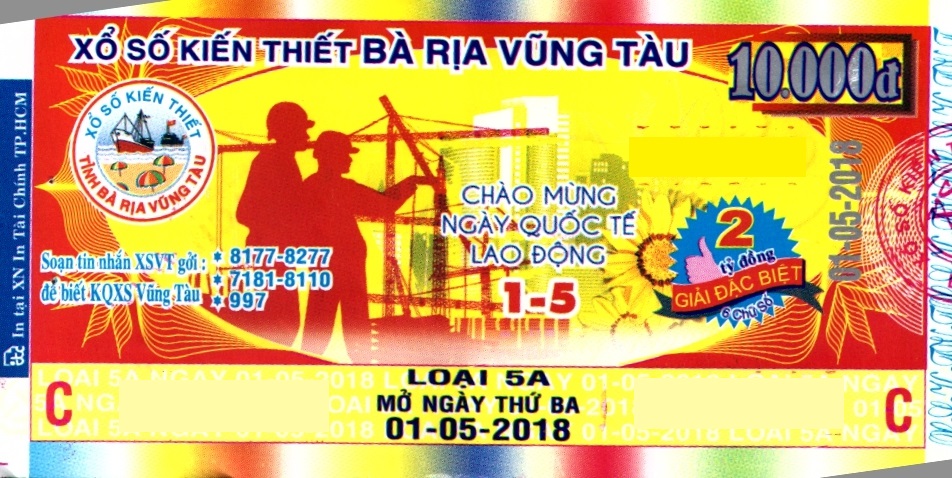 Giải đặc biệt Kỳ vé 5A mở thưởng ngày 01/05/2018
