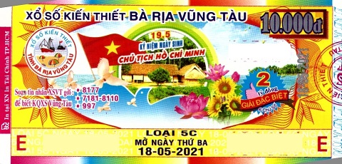 Giải đặc biệt Kỳ vé 5C mở thưởng ngày 18/05/2021