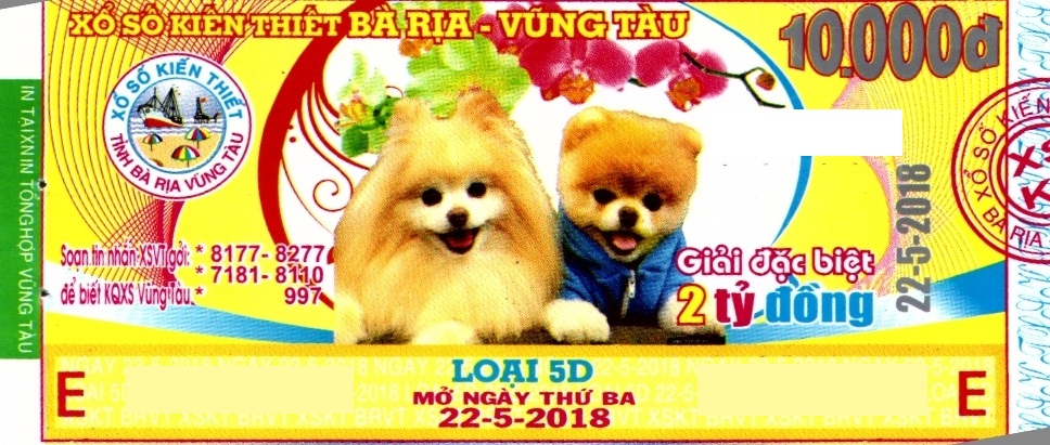 Giải đặc biệt Kỳ vé 5D mở thưởng ngày 22/05/2018