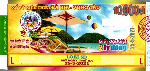 Giải đặc biệt Kỳ vé 5D mở thưởng ngày 25/05/2021