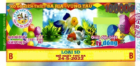 Giải đặc biệt Kỳ vé 5D mở thưởng ngày 24/05/2022