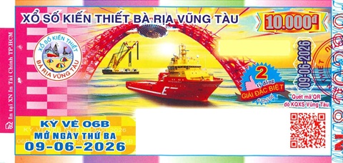 Giải đặc biệt Kỳ vé 6B mở thưởng ngày 09/06/2026