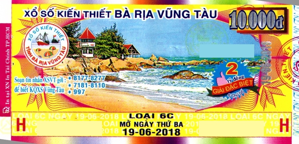 Giải đặc biệt Kỳ vé 6C mở thưởng ngày 19/06/2018