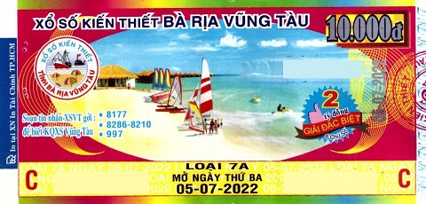 Giải đặc biệt Kỳ vé 7A mở thưởng ngày 05/07/2022