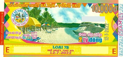 Giải đặc biệt Kỳ vé 7B mở thưởng ngày 12/07/2022
