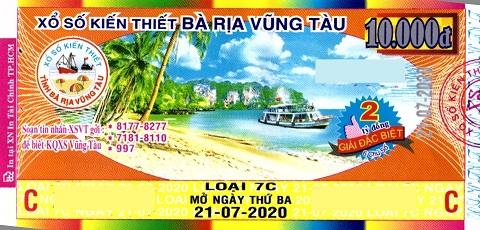 Giải đặc biệt Kỳ vé 7C mở thưởng ngày 21/07/2020