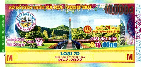 Giải đặc biệt Kỳ vé 7D mở thưởng ngày 26/07/2022