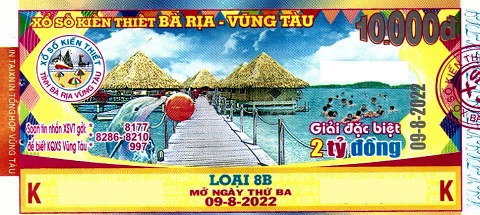 Giải đặc biệt Kỳ vé 8B mở thưởng ngày 09/08/2022