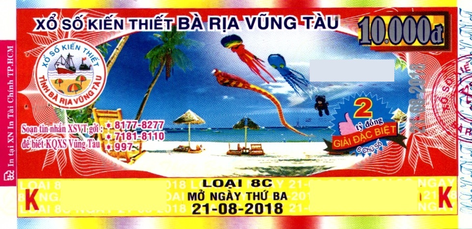 Giải đặc biệt Kỳ vé 8C mở thưởng ngày 21/08/2018