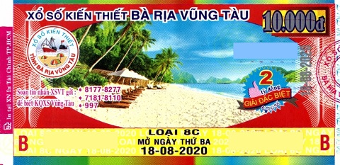 Giải đặc biệt Kỳ vé 8C mở thưởng ngày 18/08/2020