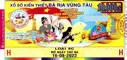 Giải đặc biệt Kỳ vé 8C mở thưởng ngày 16/08/2022