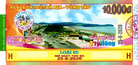 Giải đặc biệt Kỳ vé 8D mở thưởng ngày 25/08/2020