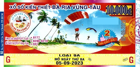 Giải đặc biệt Kỳ vé 9A mở thưởng ngày 05/09/2023
