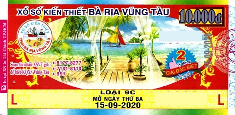 Giải đặc biệt Kỳ vé 9C mở thưởng ngày 15/09/2020