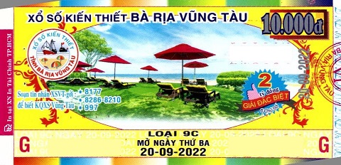 Giải đặc biệt Kỳ vé 9C mở thưởng ngày 20/09/2022