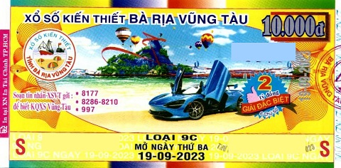 Giải đặc biệt Kỳ vé 9C mở thưởng ngày 19/09/2023