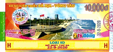 Giải đặc biệt Kỳ vé 9D mở thưởng ngày 22/09/2020