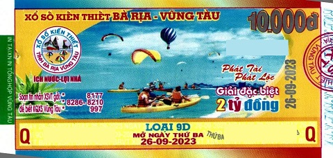 Giải đặc biệt Kỳ vé 9D mở thưởng ngày 26/09/2023