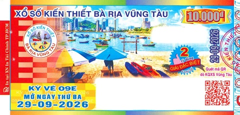 Giải đặc biệt Kỳ vé 9E mở thưởng ngày 29/09/2026