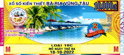 Giải đặc biệt Kỳ vé 10C mở thưởng ngày 18/10/2022