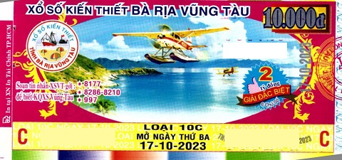 Giải đặc biệt Kỳ vé 10C mở thưởng ngày 17/10/2023