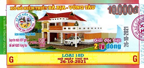 Giải đặc biệt Kỳ vé 10D mở thưởng ngày 26/10/2021