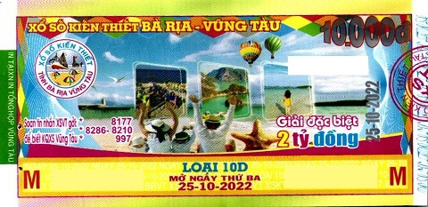 Giải đặc biệt Kỳ vé 10D mở thưởng ngày 25/10/2022
