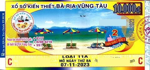 Giải đặc biệt Kỳ vé 11A mở thưởng ngày 07/11/2023